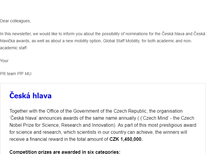 Newsletter for employees