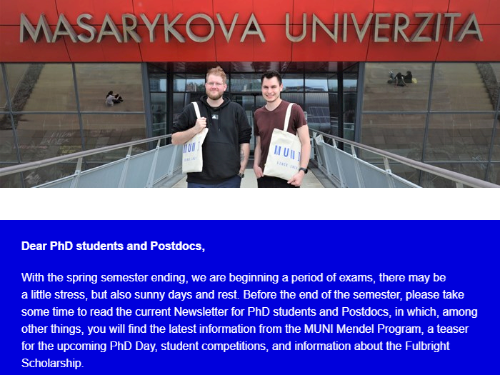 Newsletter for PhD students and Postdocs of the Faculty of Science MU 06/2023