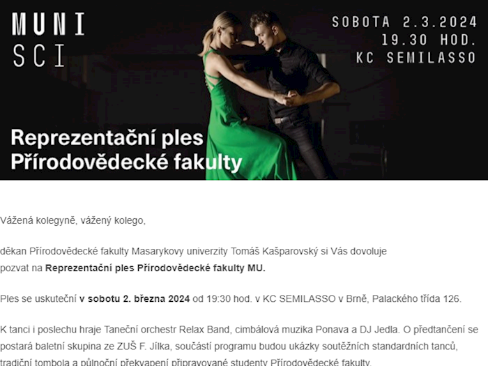 POZVÁNKA na reprezentační ples PřF MU
